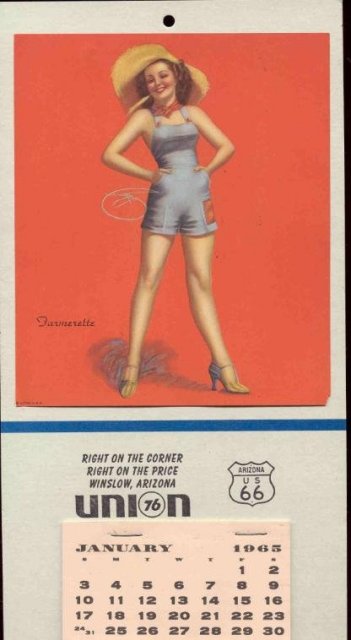 old vintage UNION GAS PINUP CALENDAR 1965