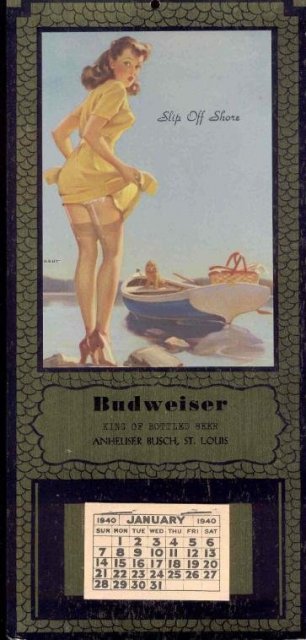 old vintage BUDWEISER pinup girl calendar 1940