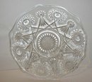old vintage GLASS FACETED CAKE PLATE 10 inch