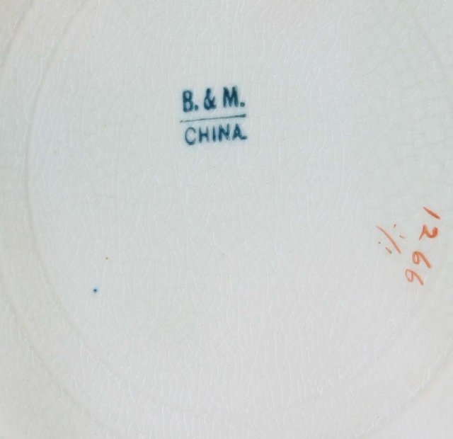 old vintage B&M CHINA plate
