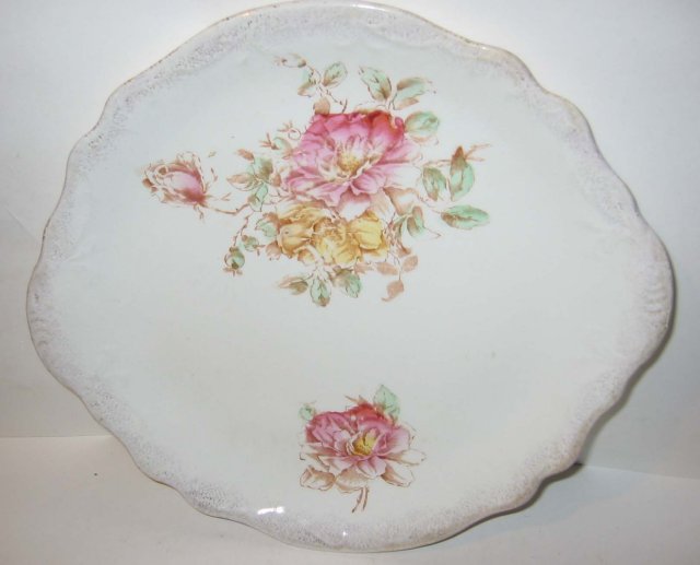 old vintage FLORAL PORCELAIN PLATE