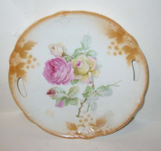 old vintage FLORAL GERAMN ROSE plate