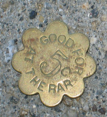 old vintage 1900s TAVERN TOKEN ~ FLOWER