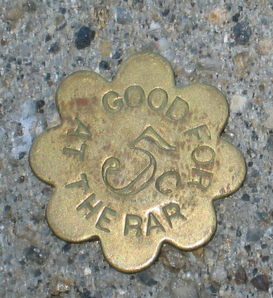 old vintage 1900s TAVERN TOKEN ~ FLOWER