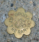 old vintage 1900s TAVERN TOKEN ~ FLOWER
