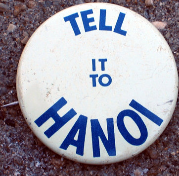 old vintage TELL IT TO HANOI vietnam pinback