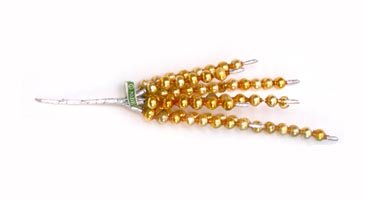 old vintage GLASS BEAD yellow CAT TAIL xmas