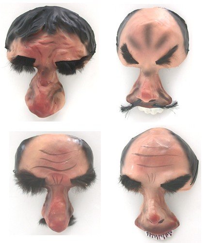 4 old vintage UGLY HALLOWEEN masks PAPIER MACHE