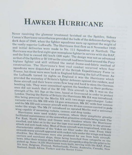 old vintage HAWKER HURRICANE plane poster