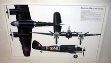 old vintage BRISTOL BEAUFIGHTER plane poster