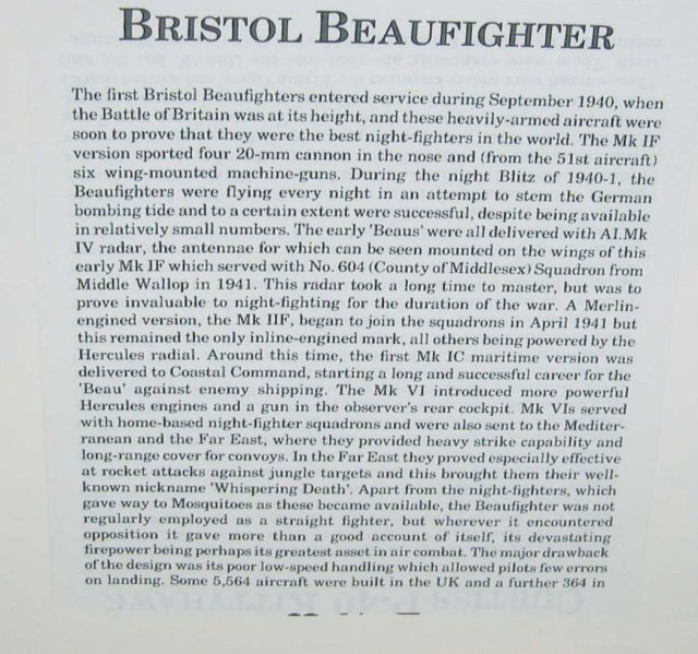 old vintage BRISTOL BEAUFIGHTER plane poster