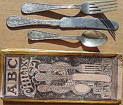 ANTIQUE ABC 1900 CHILD'S SILVERWARE SET
