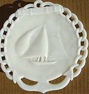 old vintage 1900 schooner SHIP MILK GLASS plate