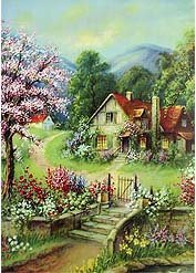 old vintage 1920s ENCHANTED COTTAGE PRINT