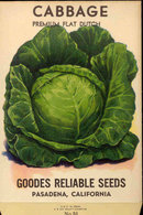 old vintage 1920s FLAT CABBAGE SEED PACKET ~ PASADENA CA