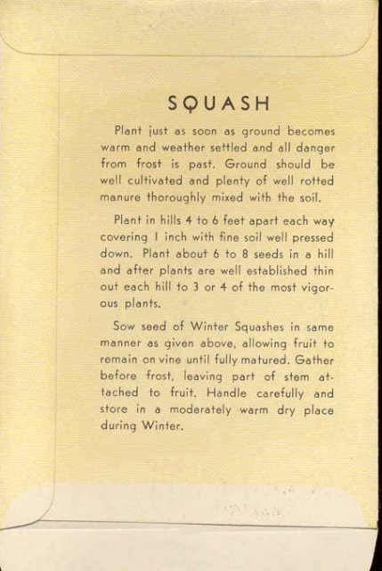 old vintage 1930s SQUASH SEED PACKET ~ PASADENA CA