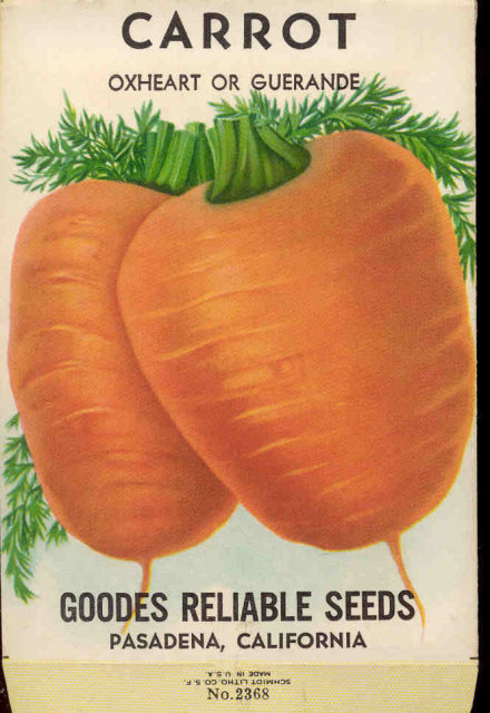 old vintage 1930s CARROT SEED PACKET ~ PASADENA CA