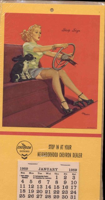 old vintage 1959 CHEVRON PINUP GIRL GAS calendar