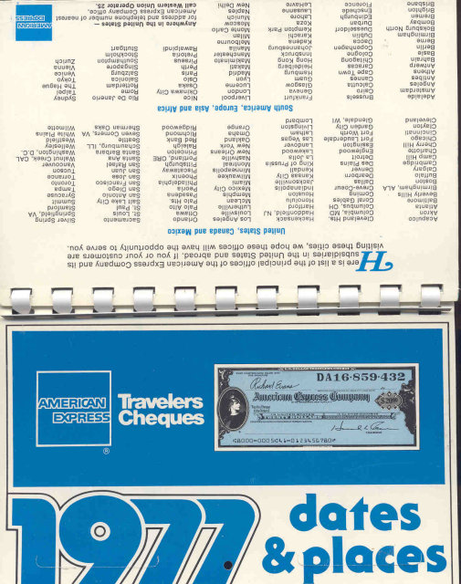 old vintage 1977 AMERICAN EXPRESS CALENDAR booklet