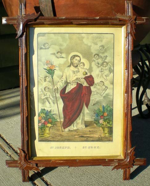 Antique Currier & Ives Jesus Christ Framed Art Lithograph Print