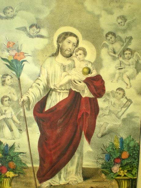 Antique Currier & Ives Jesus Christ Framed Art Lithograph Print