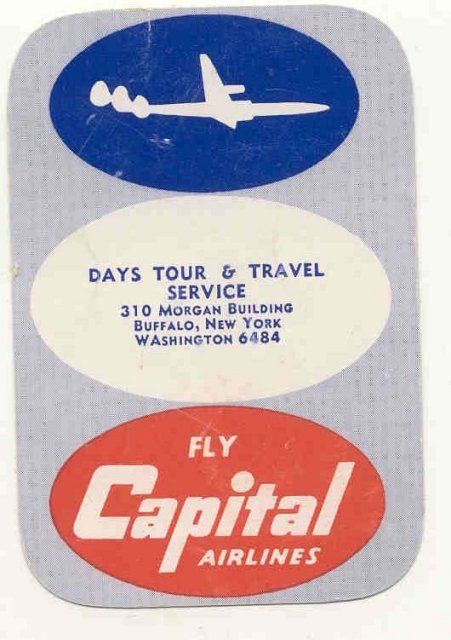 CAPITAL AIRLINES calendar card 1954