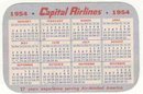 CAPITAL AIRLINES calendar card 1954