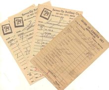 4 old vintage 1960s SEVEN UP soda receipts 7up