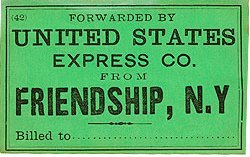 old vintage 1901 US EXPRESS FREIGHT TAG
