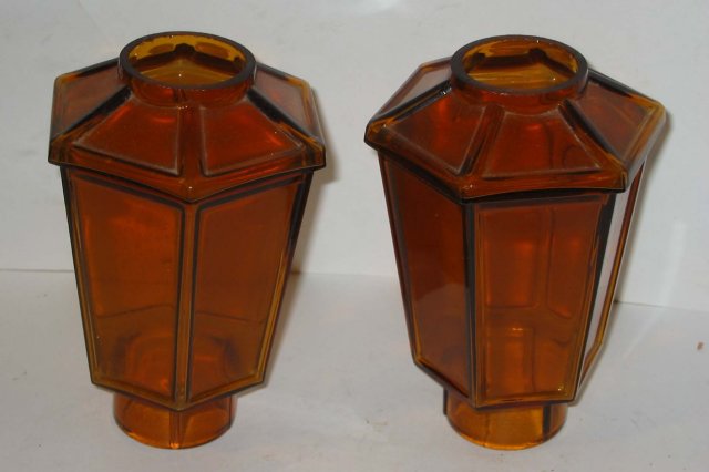 Amber Glass Lantern Holders