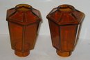 Amber Glass Lantern Holders