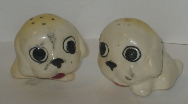 old vintage JAPAN SAD DOG SALT PEPPER shakers