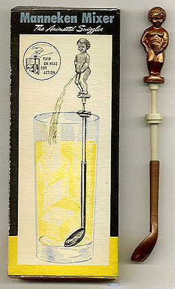 Manneken Mixer Swizzle Stick Peeing Boy Boxed