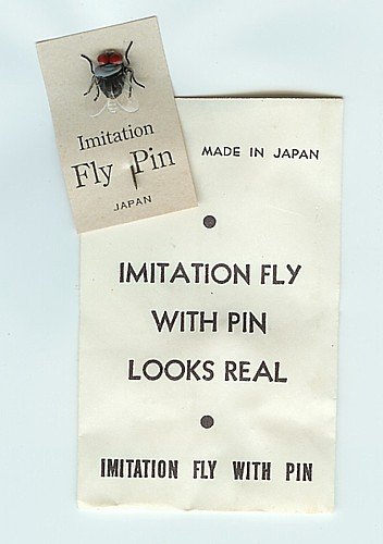 old vintage 1950s IMITIATION FLY PIN on card