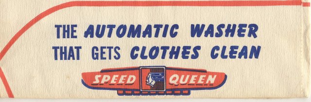 old vintage SPEED QUEEN WASHING MACHINE paper ad hat