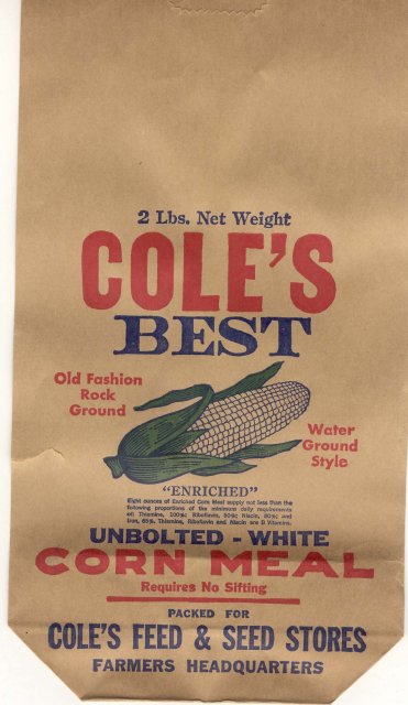 Cole's Corn Meal Bags