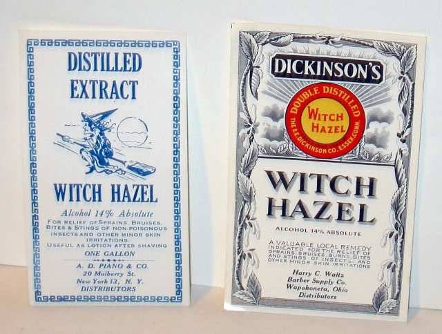 2 old vintage WITCH HAZEL Halloween Labels