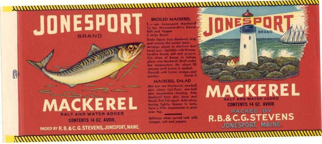 Jonesport Mackeral Fish Label