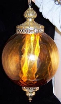 Amber Glass Lamp - Hanging Globe Ball