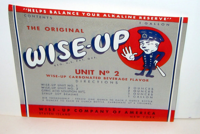 Wise-Up soda Label 1940s - Owl