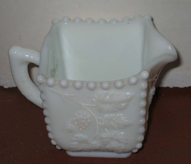 old vintage GRAPE PATTERN Milk Glass Creamer