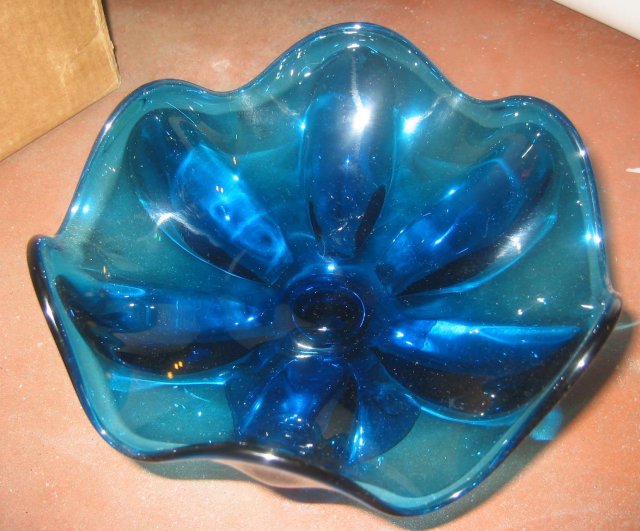 Blue Glass Swirl Candy Dish