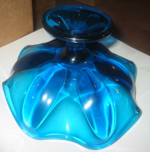 Blue Glass Swirl Candy Dish