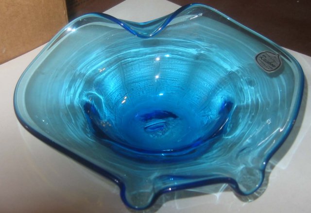 Rainbow Blue Glass Candy Dish