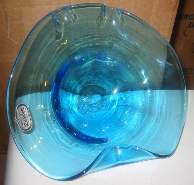 Rainbow Blue Glass Candy Dish