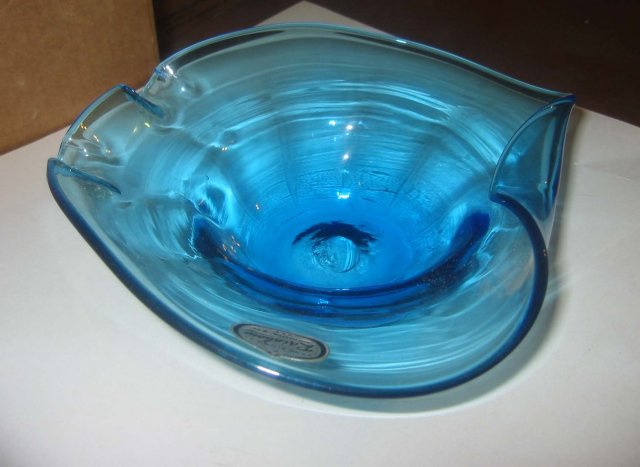 Rainbow Blue Glass Candy Dish