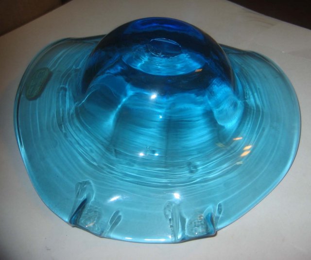Rainbow Blue Glass Candy Dish