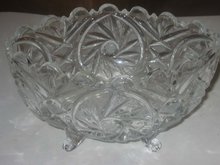 Glass Footed Faceted Candy Bowl