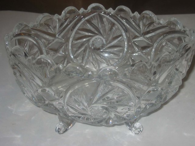 Glass Footed Faceted Candy Bowl