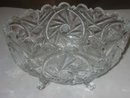 Glass Footed Faceted Candy Bowl